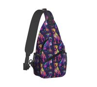Neon Art Pitbull Sac à bandoulière imprimé Pitbull pour homme et femme, sac à dos à bandoulière pour voyage, randonnée