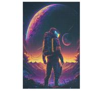 Neon Astronaute Puzzles en Bois Adultes Et Adolescents 1000 Pieces Enfants Puzzle Décoration Mur Moderne Art Jouets Cadeau Intéressants 78×53cm