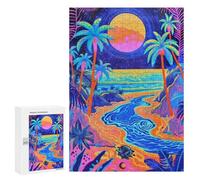 Neon Beach Sunset Art Print Puzzle 300 Pièces Educa Jouet en Bois Cadeau Unique Décoration Intérieure Jeu Éducatif Challenge Toy Adultes Et Enfants À Partir De 14 Ans 300 PCS