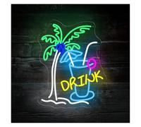 Néon Boisson pour néons Acrylique pour enseignes au néon pour alimentation pour USB, luminosité réglable Cocktails pour Convient pour la décoration de magasin 35 cm x 45