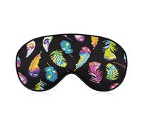 Neon Bright Feather Print Sleeping Blindfold Mask Cute Eye Shade Cover avec sangle réglable pour femmes hommes nuit