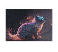 Neon Cat A Digital Art Masterpiece Puzzles pour Adultes Jeux Relaxants Défi Difficile Cadeaux De Noël Et d'anniversaire 38x26cm/1000pcs