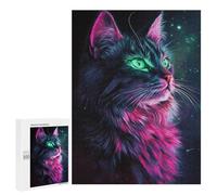 Neon Cat Art Print-7 Puzzle 1000 Pièces Educa Jouet en Bois Cadeau Unique Décoration Intérieure Jeu Éducatif Challenge Toy Adultes Et Enfants À Partir De 14 Ans 500 PCS