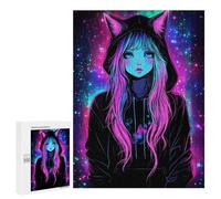 Neon Cat Ear Hoodie for Women Puzzle 1000 Pièces Educa Jouet en Bois Cadeau Unique Décoration Intérieure Jeu Éducatif Challenge Toy Adultes Et Enfants À Partir De 14 Ans 500 PCS