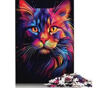 Neon Cat Puzzle 1000 Pièces Educa Jouet en Bois Divertissement Créatif De l'art De La Décoration Jeu Éducatif Challenge Toy pour Adultes Et Enfants À Partir De 12 Ans 1000pcs (38x26cm)