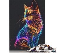 Neon Cat Puzzle 1000 Pièces Educa Jouet en Bois Jeu D'Intelligence Décoration Intérieure Jeu Éducatif Challenge Toy Adultes Et Enfants À Partir De 14 Ans 1000pcs (40x28cm)