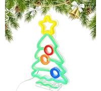 Neon Christmas Tree Lamp - Usb Powered Holiday Light for Mantel Stair Outdoor Porch Railing Decor | Flexible Led Strip with Frame, Energy Efficient Neon Glow for Party Home, 27.8x17.5x1.6cm Multicolor