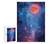 Neon Cityscape with Full Moon Puzzle 1000 Pièces Educa Jouet en Bois Cadeau Unique Décoration Intérieure Jeu Éducatif Challenge Toy Adultes Et Enfants À Partir De 14 Ans 300 PCS