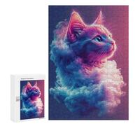 Neon Cloud Cat Art Print Puzzle 1000 Pièces Educa Jouet en Bois Cadeau Unique Décoration Intérieure Jeu Éducatif Challenge Toy Adultes Et Enfants À Partir De 14 Ans 300 PCS