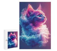 Neon Cloud Cat Art Print Puzzle 1000 Pièces Educa Jouet en Bois Cadeau Unique Décoration Intérieure Jeu Éducatif Challenge Toy Adultes Et Enfants À Partir De 14 Ans 1000 PCS