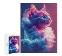 Neon Cloud Cat Art Print Puzzle 500 Pièces Educa Jouet en Bois Cadeau Unique Décoration Intérieure Jeu Éducatif Challenge Toy Adultes Et Enfants À Partir De 14 Ans 500 PCS