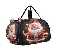 NéOn Cool NoëL PèRe NoëL Sac de Sport Natation avec Compartiment à Chaussures,Sac de Voyage Weekend Sac à Main pour Filles GarçOns