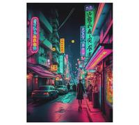 Néon de Tokyo - Puzzle en Bois Adulte 300 P - Challenge Puzzles - Adultes Et Enfants À Partir De 12 Ans 42×30cm