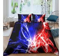 Neon Energy Flow Parure de Lit 3 pièces 3D Effet Microfibre résistante Abstrait Digital Art Housse de Couette avec Fermeture Éclair Facile d'entretien for Enfant Single（135x200cm）