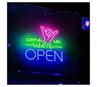Néon Enseignes lumineuses Decor Enseigne Au Néon Come In We're Open Avec Luminosité Réglable, Idéale Pour La Décoration Murale D'un Restaurant Ou D'une Boutique, 46cmx50cm(E)
