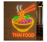 Néon Enseignes lumineuses Decor Enseigne Au Néon De "Thai Food" Nouilles, Idée Gourmande, Décoration De Restaurant, Interrupteur À Variateur USB, Lampes Décoratives De Salle À Manger(UNE)
