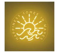 Néon Enseignes lumineuses Decor Enseigne Au Néon Happiness Comes In Waves Avec Lumière À Intensité Variable Pour Les Vacances La Mer Ou L'été Décoration Murale(B,40cm)