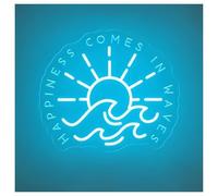 Néon Enseignes lumineuses Decor Enseigne Au Néon Happiness Comes In Waves Avec Lumière À Intensité Variable Pour Les Vacances La Mer Ou L'été Décoration Murale(UNE,50cm)
