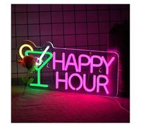 Néon Enseignes lumineuses Decor Enseigne Au Néon Happy Hour Pour Décoration Murale Lumière Variable USB Pour Chambre À Coucher Bar À Bière Hôtel Fête Club Bureau, 43.18cm×20.32cm