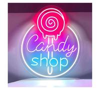 Néon Enseignes lumineuses Decor Enseigne Au Néon LED Candy Shop Lumière De Modélisation, Lettres Lumineuses, Lampe Décorative Alimentée Par USB Pour Fête En Magasin 30cm×35cm