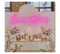 Néon Enseignes lumineuses Decor Enseigne Au Néon Love In Bloom Alimentée Par USB, Lumière À Intensité Variable, Pour Décoration Murale De Mariage, De Fiançailles, De Fête, 46cmx13cm(UNE)
