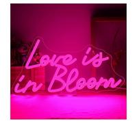 Néon Enseignes lumineuses Decor Enseigne Au Néon Love Is In Bloom Pour Décoration Murale De Mariage Fiançailles Anniversaire Fête Salle Lumière Rose À Intensité Variable 38cmx20cm