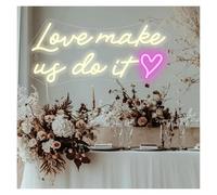 Néon Enseignes lumineuses Decor Enseigne Au Néon Love Makes Us Do It Pour Décoration Murale, Salle De Mariage, Lampe USB À Intensité Variable 42x20cm(UNE)
