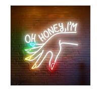 Néon Enseignes lumineuses Decor Enseigne Au Néon "Oh Honey I'm" Lampes Arc-en-ciel À Intensité Variable, Toile De Fond Du Mois De La Fierté, Décoration De Magasin, 43х38cm(UNE)