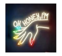 Néon Enseignes lumineuses Decor Enseigne Au Néon "Oh Honey I'm" Lampes Arc-en-ciel À Intensité Variable, Toile De Fond Du Mois De La Fierté, Décoration De Magasin, 43х38cm(Ré)