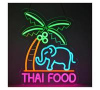 Néon Enseignes lumineuses Decor Enseigne Au Néon THAI FOOD Alimentée Par USB, Lumière À Intensité Variable, Pour La Signalisation De Magasin, Décoration Murale De Restaurant 27.3cm×35cm