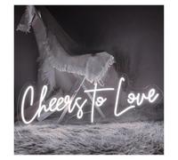 Néon Enseignes lumineuses Decor Enseigne Lumineuse Cheers To Love À Intensité Variable Pour Mariage, Anniversaire, Restaurant, Boutique, Décoration De Chambre, 50cmx17.5cm(Blanc)
