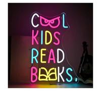 Néon Enseignes lumineuses Decor Enseigne Lumineuse Cool Kids Read Books Intensité Variable, Pour Salle De Classe, Bibliothèque, Librairie, Salle D'étude, Décoration 42cmx29cm