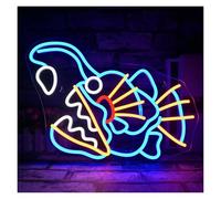 Néon Enseignes lumineuses Decor Enseigne Lumineuse En Forme De Poisson, Alimentée Par USB, Idéale Pour Une Chambre D'enfant, Un Bistro Ou Un Bar 32cmx42cm