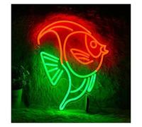 Néon Enseignes lumineuses Decor Enseigne Lumineuse LED En Forme De Poisson À Grosse Tête, Luminaire Décoratif D'intérieur Pour Chambre À Coucher Restaurant Musée 29cmx38cm