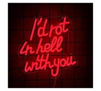 Néon Enseignes lumineuses Decor Enseigne Lumineuse LED I'D Rot In Hell With You Intensité Variable Alimentée Par USB Pour Fête, Maison, Bar, Club, Chambre Décoration Murale 31cmx31.5cm