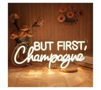 Néon Enseignes lumineuses Decor Enseigne Lumineuse LED Néon But First Champagne Intensité Variable Pour La Maison, Le Bar, La Cuisine, Les Fêtes, Le Salon, Décoration Murale 44cmx19cm