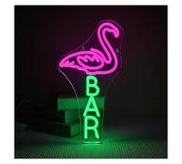 Néon Enseignes lumineuses Decor Enseigne Lumineuse Néon Flamingo Bar, Décoration Murale, Intensité Variable, Alimentée Par USB, Luminaire Décoratif Pour Bar, Caverne D'homme 42x22cm