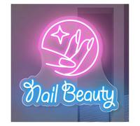 Néon Enseignes lumineuses Decor Enseigne Lumineuse Néon Nail Beauty À LED, Intensité Variable, Alimentée Par USB, Pour Cils, Cheveux, Sourcils, Tatouage, Décoration Murale, 40cmx40cm(UNE)
