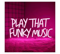 Néon Enseignes lumineuses Decor Enseigne Lumineuse Néon Play That Funky Music À Intensité Variable Pour Chambre, Club, Bar, Studio, Salle De Jeux, Karaoké, Décoration Murale 42cmx20.2cm(Rose Red)