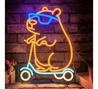 Néon Enseignes lumineuses Decor Enseigne Néon Cool Capybara Skateboard Pour Chambre D'enfant, Décoration De Vacances 39x28cm