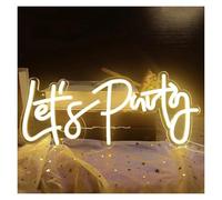 Néon Enseignes lumineuses Decor Enseignes Lumineuses Au Néon Let's Party Alimentées Par USB, Luminosité Réglable, Idéales Pour Décorer Une Chambre Une Boutique Ou Une Veilleuse 18cmx40cm(Warm White)