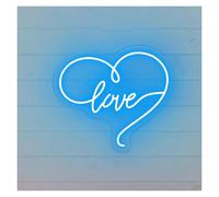 Néon Enseignes lumineuses Decor Love Enseigne Au Néon Coeur Lumière Dimmable Pour Les Couples De Mariage Saint-Valentin Fête D'anniversaire Décor De Salle Lampe Lumineuse 17.72inx15.75in(Ice blue)