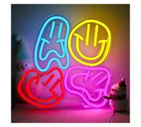 Néon Enseignes lumineuses Decor Lumières Néons Souriantes Pour Chambre D'enfant, Hôtel, Dortoir, Studio, Plage, Fête, Décoration 43x42cm