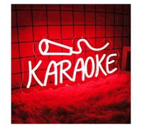 Néon Enseignes lumineuses Decor Lumineux Néon Rouge Avec Lettres De Karaoke, Pour Club, Magasin De Karaoké, Décoration Murale, Lampe, Illuminez Votre Espace, Alimenté Par USB 17.8cm×40.6cm