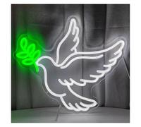 Néon Enseignes lumineuses Decor Panneau Néon LED En Forme De Colombe De La Paix, Panneau Lumineux Polyvalent Alimenté Par USB, Décoration Murale Pour La Maison Et Le Bureau 35cm×40cm