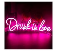 Néon Enseignes lumineuses Decor Panneau Néon LED Rose À Suspendre Drunk In Love, Pour Chambre Mariage Fiançailles Anniversaire Fête Néon Enseignes Lumineuses Decor 14cmx42cm