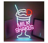 Néon Enseignes lumineuses Decor Panneau Néon Milk Shake Pour Crème Glacée Lumière LED Décoration Murale Pour Boisson Pour Magasin De Desserts Restaurant Magasin Bar 23.5cm×40cm
