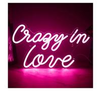 Néon Enseignes lumineuses Decor Panneau Néon Rose Crazy In Love Pour Décoration Murale, Alimenté Par USB, Pour Maison, Chambre À Coucher, Mariage, Lettre Lumineuse, 42cm×24cm