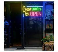 Néon Enseignes lumineuses Decor Panneau Néon Sorry We're Closed, Come In We're Open Adapté À La Décoration Murale D'un Magasin Ou D'un Restaurant 32cmx57cm(UNE)