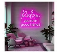Néon Enseignes lumineuses Decor Relax You're In Good Hands Néons Adaptés À La Décoration Murale D'un Salon De Beauté, D'un Studio Ou D'une Chambre À Coucher 37cmx43cm(C)